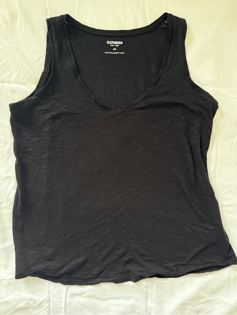 Express Easy Slub Black V-Neck Tank Top Size M/M